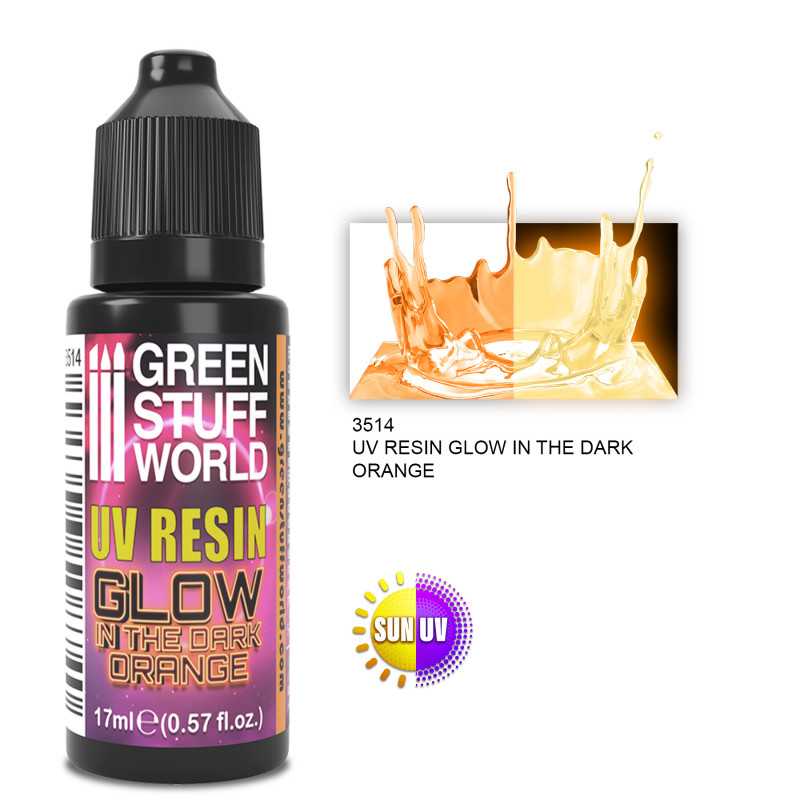 Green Stuff World UV RESIN 17ml ORANGE - Glow in the Dark available at Northumbrian Tin Soldier