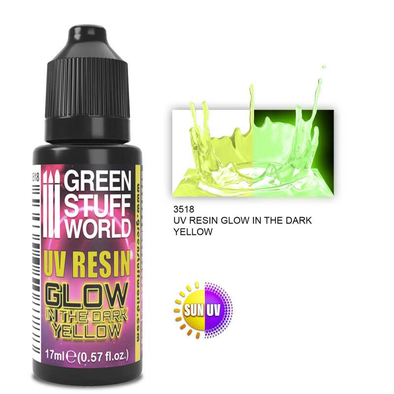 Green Stuff World UV RESIN 17ml YELLOW - Glow in the Dark available at Northumbrian Tin Soldier