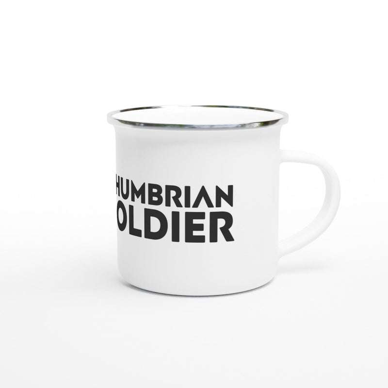 Northumbrian Tin Soldier Northumbrian Tin Soldier Enamel Mug – 12oz White with Silver Rim available at Northumbrian Tin Soldier