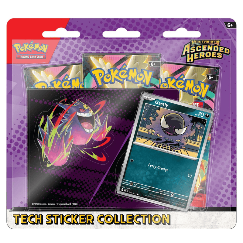 The Pokémon Company Pokémon - Mega Evolution : Ascended Heroes - Tech Sticker Collection - Gastly available at Northumbrian Tin Soldier