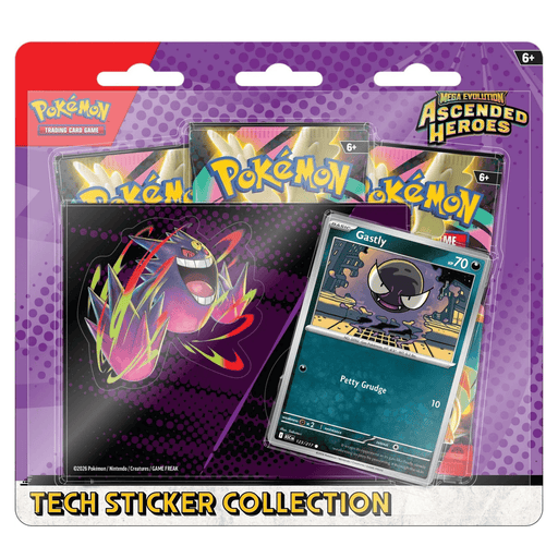 The Pokémon Company Pokémon - Mega Evolution : Ascended Heroes - Tech Sticker Collection - Gastly available at Northumbrian Tin Soldier