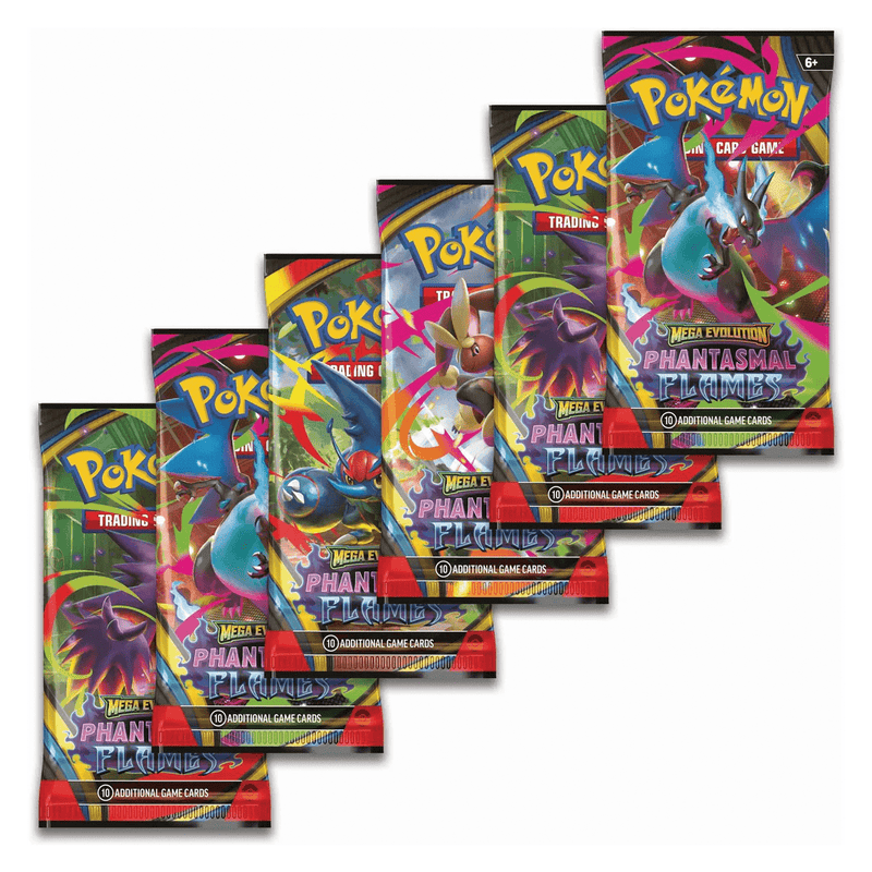 The Pokémon Company Pokémon - Mega Evolution : Phantasmal Flames -  Booster Bundle (6 Packs) available at Northumbrian Tin Soldier