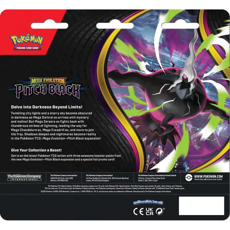 The Pokémon Company Pokémon - Mega Evolution : Pitch Black - 3 Pack Blister - Binacle available at Northumbrian Tin Soldier