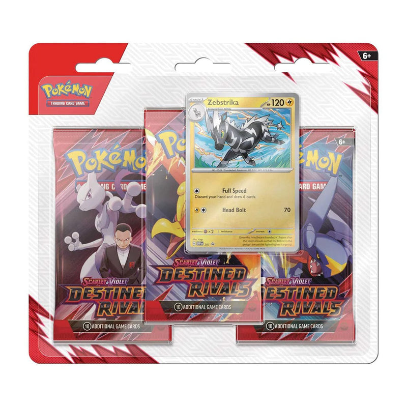 The Pokémon Company Pokémon - Scarlet & Violet - Destined Rivals - 3 Pack Blister - Zebstrika available at Northumbrian Tin Soldier