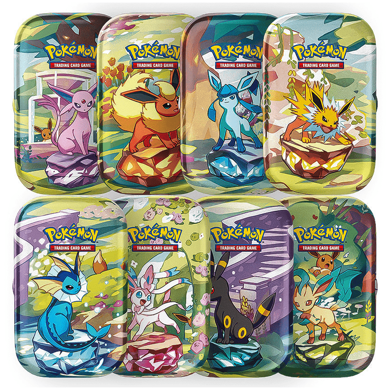 The Pokémon Company Pokémon - Scarlet & Violet - Prismatic Evolutions - Mini Tin - Display (8 Mini Tins) available at Northumbrian Tin Soldier