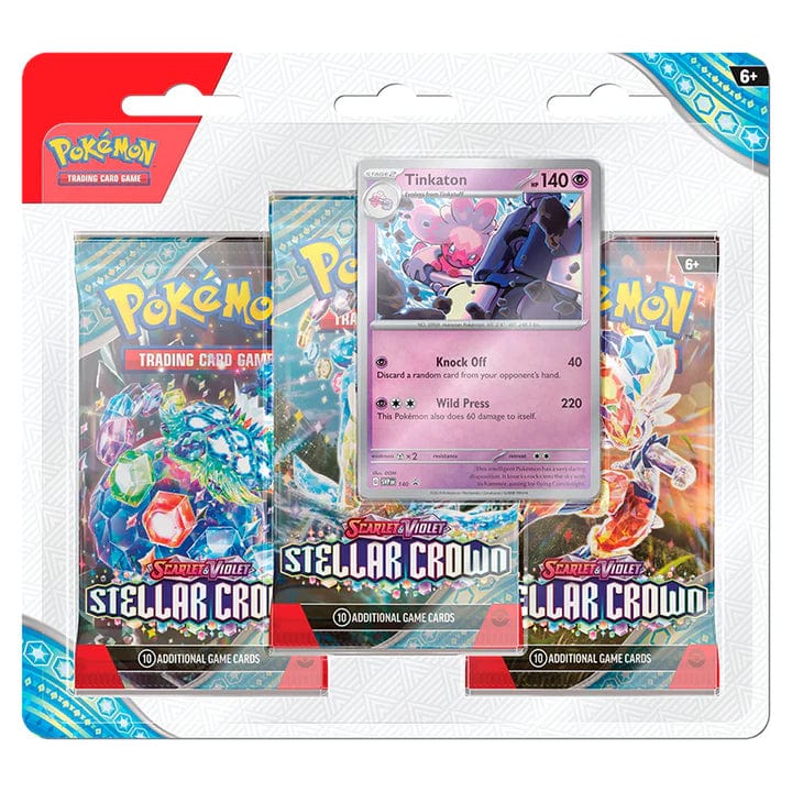 The Pokémon Company Pokémon - Scarlet & Violet - Stellar Crown - 3 Pack Blister - Tinkaton available at Northumbrian Tin Soldier