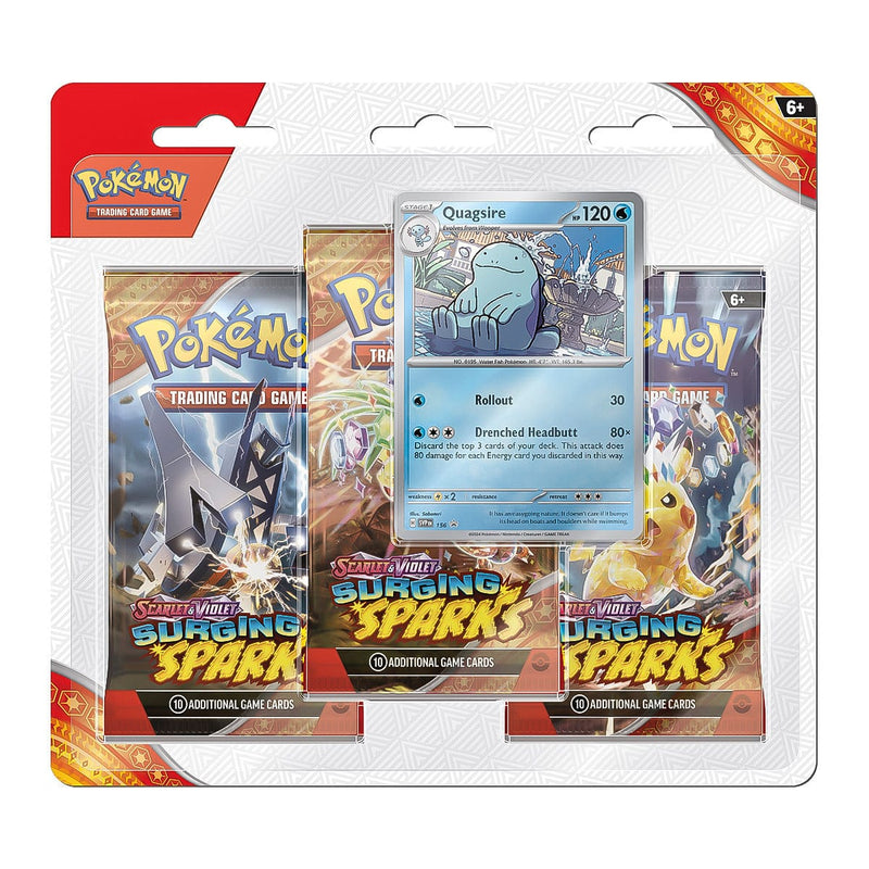 The Pokémon Company Pokémon - Scarlet & Violet - Surging Sparks - 3 Pack Blister - Quagsire available at Northumbrian Tin Soldier