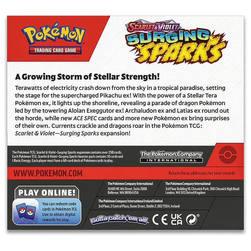 The Pokémon Company Pokémon - Scarlet & Violet - Surging Sparks - Booster Box (36 Boosters) available at Northumbrian Tin Soldier
