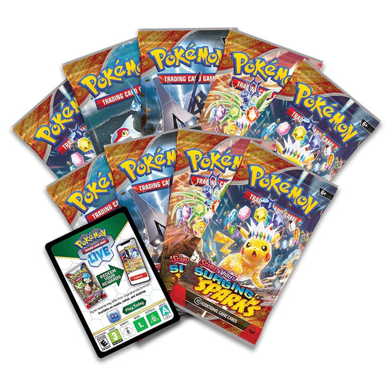 The Pokémon Company Pokémon - Scarlet & Violet - Surging Sparks - Elite Trainer Box available at Northumbrian Tin Soldier