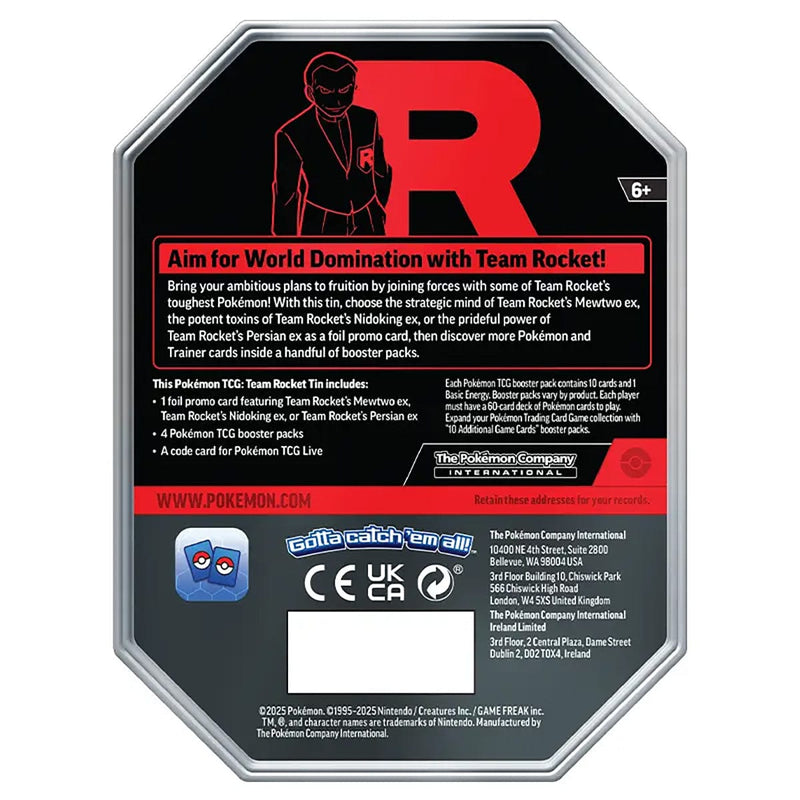 The Pokémon Company Pokémon - Team Rocket Tin - Mewtwo EX available at Northumbrian Tin Soldier