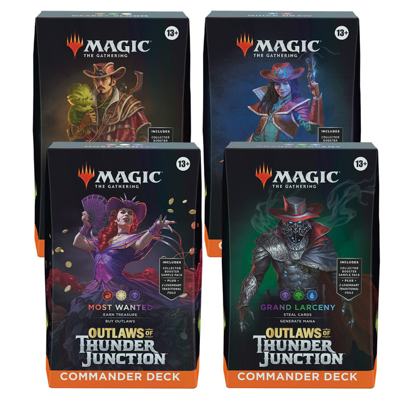 Wizards of The Coast Magic: The Gathering - Outlaws of Thunder Junction - Commander Deck Bundle - All 4 Decks available at Northumbrian Tin Soldier