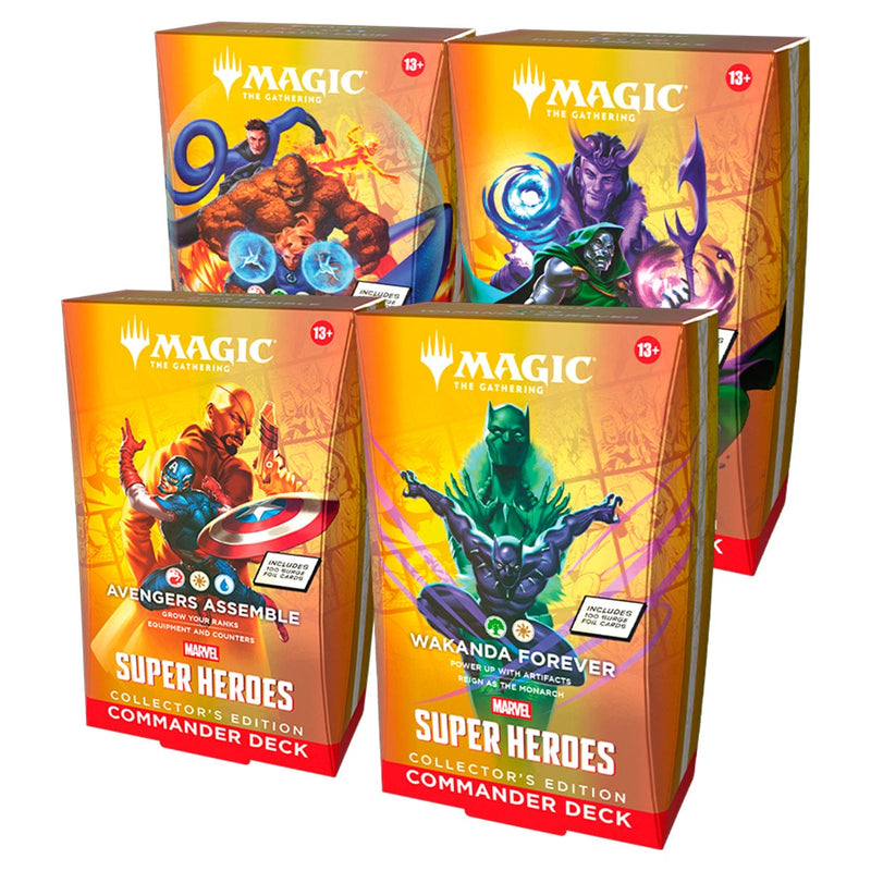 Wizards of The Coast Magic: The Gathering - Universes Beyond: Marvel Super Heroes - Collector’s Edition - Commander Deck Bundle- Includes All 4 Decks available at Northumbrian Tin Soldier