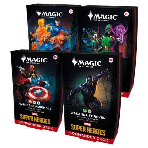 Wizards of The Coast Magic: The Gathering - Universes Beyond: Marvel Super Heroes - Commander Deck Bundle- Includes All 4 Decks available at Northumbrian Tin Soldier