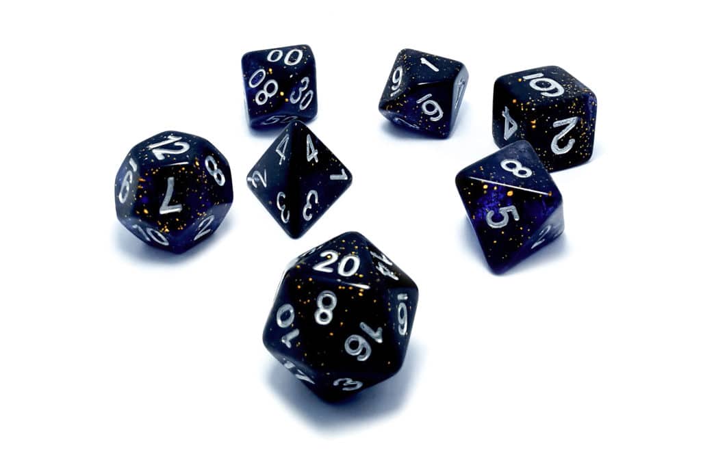 Dark Matter RPG 7 Piece Dice Set – Northumbrian Tin Soldier