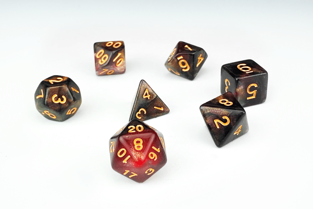 Cursed Rose RPG 7 Piece Dice Set – Northumbrian Tin Soldier